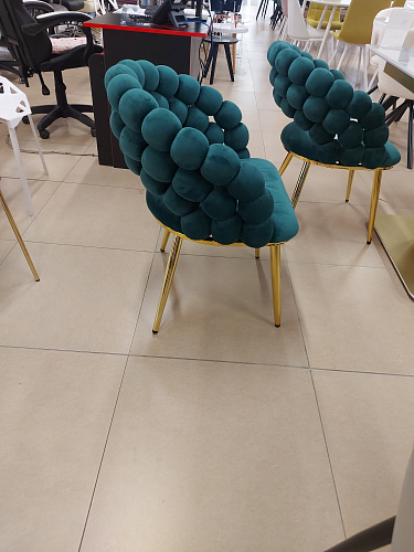 Стул на металлокаркасе Ball dark gray / gold из шоурума 2